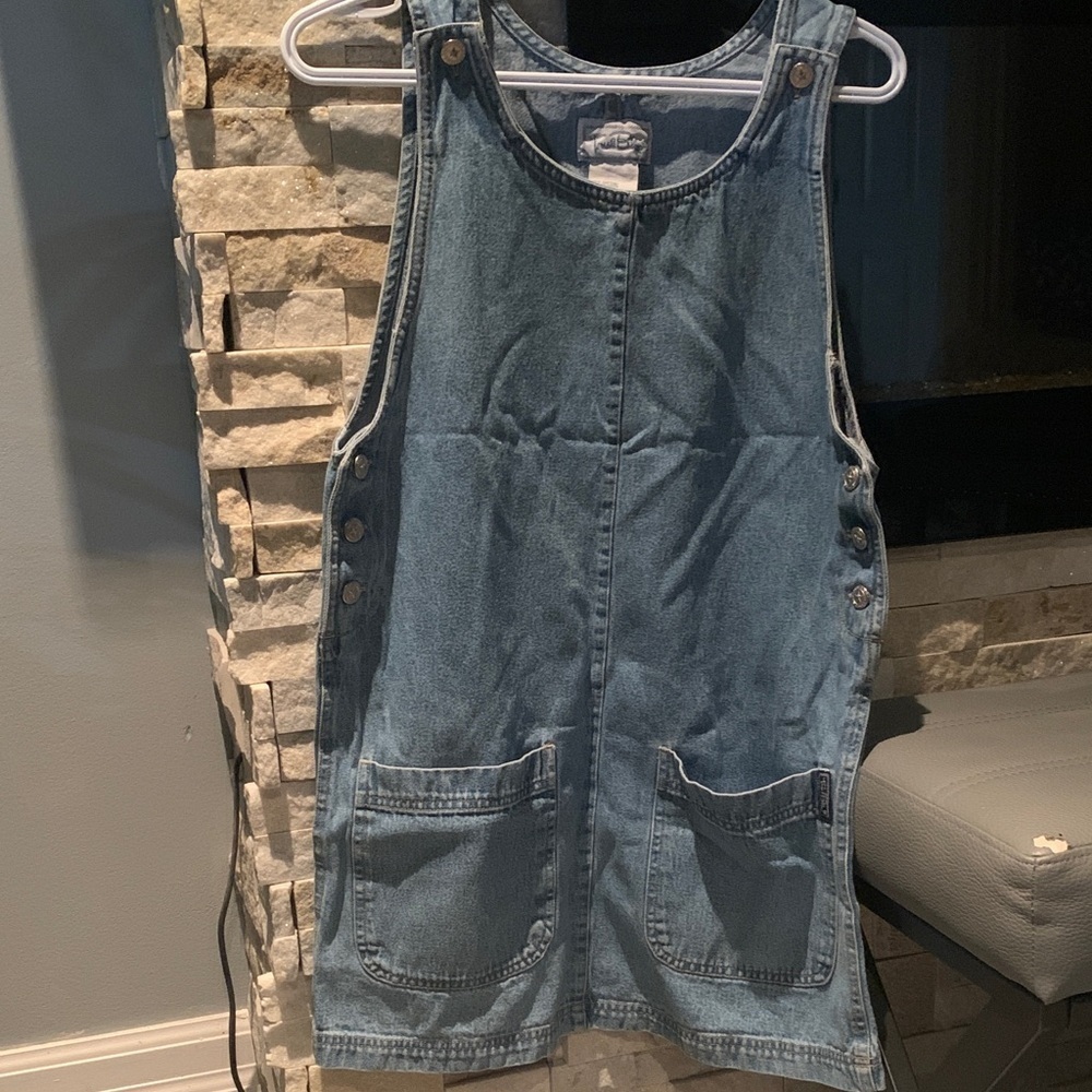 #014True Blue Denim Overall Dress
